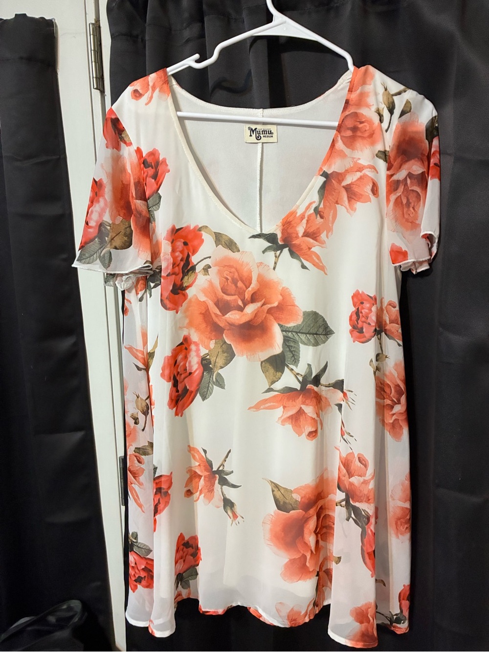 Show Me Your MuMu White Mini Dress with Coral Floral Print